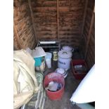 Contents of the shed, including enamel bread bins, etc.