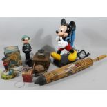 A late 1980's Mickey Mouse articulated telephone, in colours on plastic stand, 39cm high, an Andy