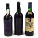 Various bottles of port, comprising Blandy's Madeira, unlabelled Vintage Dow and a bottle of Chateau