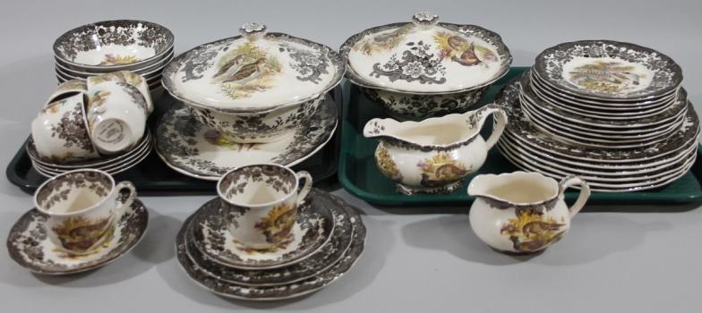 A Royal Worcester Palissy Game Series part service, to include a pair of lidded tureens 28cm wide,