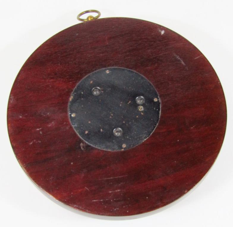 An early 20thC mahogany and marquetry circular hanging barometer, with 14cm diameter dial and - Image 3 of 3