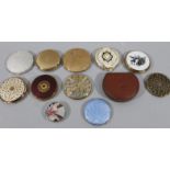 Various compacts, including shaped example 8cm dia. etc. (a quantity)