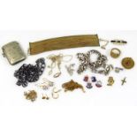 Various assorted jewellery items, rings, cross, related vesta case, 5cm high, etc. (a quantity)