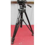 A modern Velbon D-600 camera tripod, with extending legs (when closed), 63cm high.