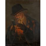 B Bauckhouse (19th/20thC). Gentleman smoking a pipe, oil on canvas, signed and dated 1906, 46cm x