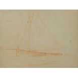 Montague J Dawson (1895-1973) Study of a yacht, drawing, 8.5cm x 11cm