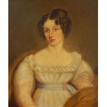 19thC British School. Portrait of a lady, oil on canvas, 75cm x 62cm