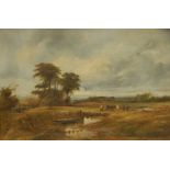 S Oakes (19th/20thC). River landscape with herdsman and cattle, oil on canvas, signed and dated (