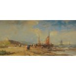 19thC Continental School. Coastal scene, oil, 19cm x 39.5cm