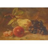 E M Ashley (19th/20thC). Still life with fruit, oil on canvas, signed, 24cm x 33cm