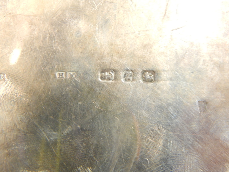 A Victorian silver trinket box, with embossed decoration of man playing guitar, with reeded - Image 2 of 3