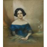 19thC British School. Portrait of a lady, pastel, indistinctly signed and dated, 35.5cm x 26.5cm (