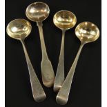 Four 19thC fiddle pattern toddy ladles, three matched and another, each bearing initials, London