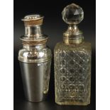 Two silver plated items, to include a cut glass and silver plated decanter, the square cut glass