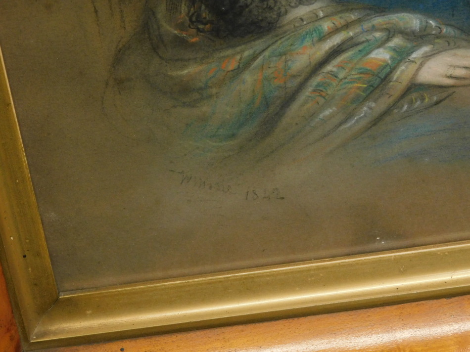 19thC British School. Portrait of a lady, pastel, indistinctly signed and dated, 35.5cm x 26.5cm ( - Image 3 of 4