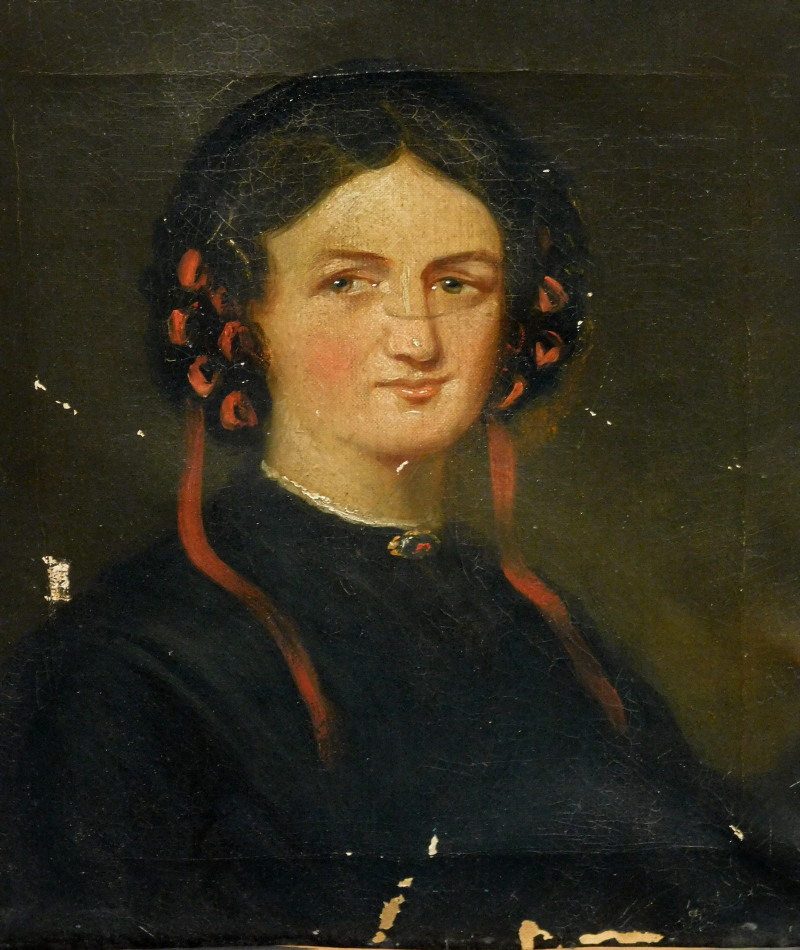 19thC British School. Head and shoulders portrait of a lady, oil on canvas, 29cm x 23cm (M)