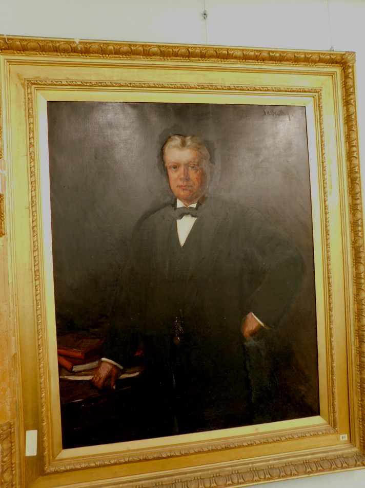 J H Bentley (19thC). Henry Dickenson Marshall, three quarter portrait of a gentleman, oil on canvas, - Image 3 of 3