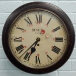 A 19thC mahogany railway wall clock, the circular dial painted for British Rail South and numbered