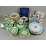 Miscellaneous ceramics, to include a Tuscan green printed part tea set, various plates etc. (M)