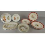 A collection of children's plates, to include Mabel Lucy Atwell baby's plate, two similar side