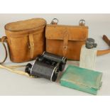 Two cased items, to include a C.P.Goerz Berlin pair of cased binoculars, and a travelling set, in