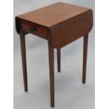 An early 19thC mahogany small Pembroke table, with a frieze drawer, on square tapering legs, 51cm