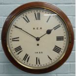 A late 19th/early 20thC mahogany railway wall clock, the dial inscribed S.E.R., numbered 1435,