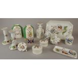 A collection of porcelain, to include a Continental part dressing table set decorated with flowers