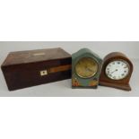 A collection of late 19th/early 20thC items, to include a mantel timepiece, the dial stamped
