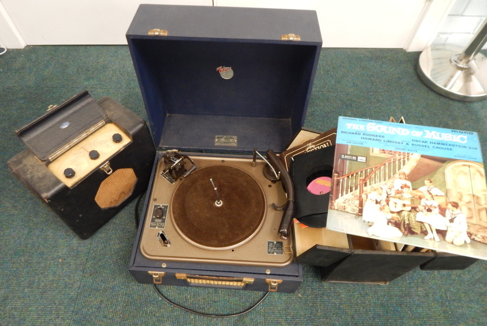 A Volmar electric vintage gramophone, a Roberts portable radio etc. (M)