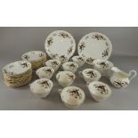 A part tea service, decorated with birds on a branch, various marks (AF) (M)