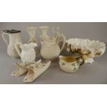 Miscellaneous ceramics, to include a Beleek jug, various pieces of Parianware etc. (M)