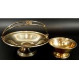 Two items of Elkington Railway related silver plate, to include rose bowl, with swing handle,