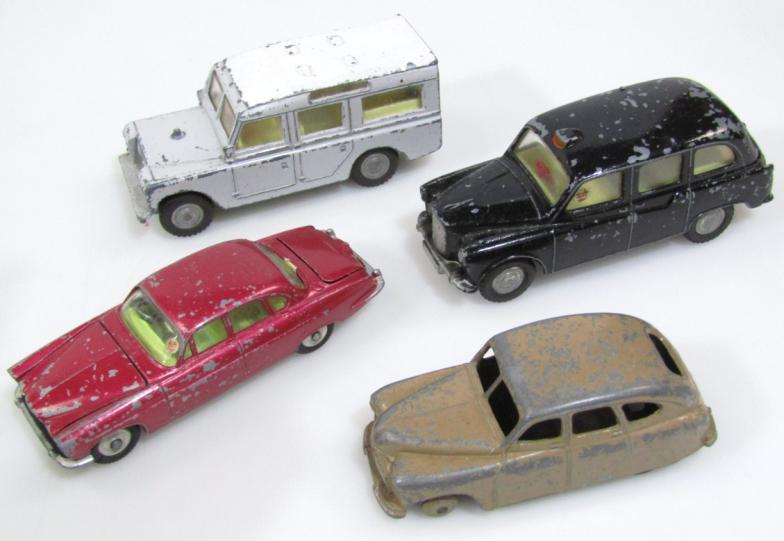 Various diecast vehicles, Dinky, etc.,. to include sided truck, 10cm long, saloon cars, taxi, - Image 2 of 6