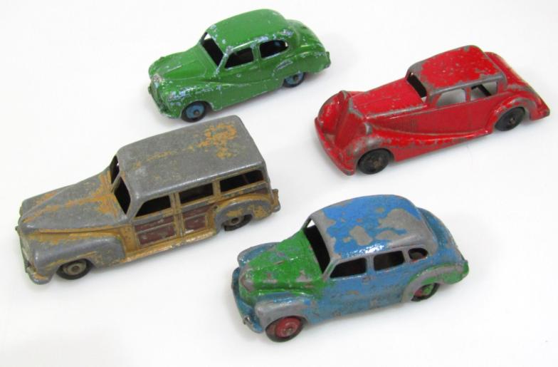 Various diecast vehicles, Dinky, etc.,. to include sided truck, 10cm long, saloon cars, taxi, - Image 3 of 6
