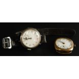 Two watches, to include a silver gent's wristwatch, with white enamel dial, and a gold plated