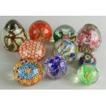 A quantity of paperweights, to include Millefiori, Mdina example, etc.