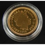 A 2002 Queen Elizabeth II Jubilee proof half sovereign