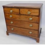 A 19thC mahogany chest, of two short and three long drawers on bracket feet, 101cm wide.