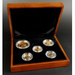 A 2010 Royal Mint five coin sovereign collection, comprising 22ct coins, £5 coin, double