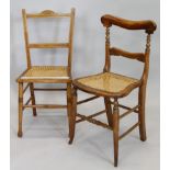 Two similar Victorian bedroom chairs, each with a caned seat, (AF).