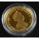 A 2008 Tristan da Cunha Trafalgar guinea, retailed by the London Mint Office, with original