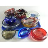 Various Art type glass, ashtrays, shallow bowls, etc., various countries and manufacturers.