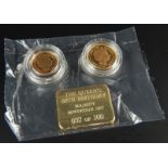 A Queen's 80th birthday sovereign set, comprising a sovereign, half sovereign and plaque