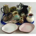 A quantity of Studio ceramics, etc., to include jugs, vases, etc.