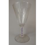 An Elizabeth II Coronation Whitefriars type goblet, dated 1953, with an opaque and coloured twist
