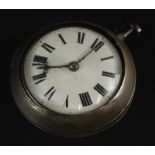 A 19thC silver pair cased pocket watch, the movement stamped George Travis, Rotherham, with verge