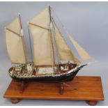 A scale model of the two masted ship The Penguin, entirely made from scratch using plywood, etc.,