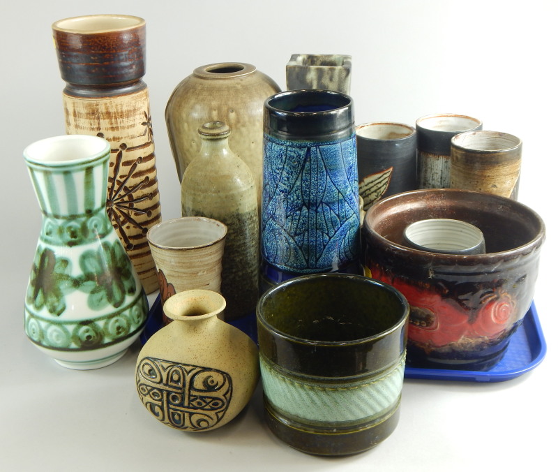 Various items of Studio pottery, to include a Rye Monastery vase, etc.