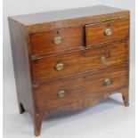 A 19thC mahogany chest, of two short and two long drawers on splayed feet, 90cm wide.